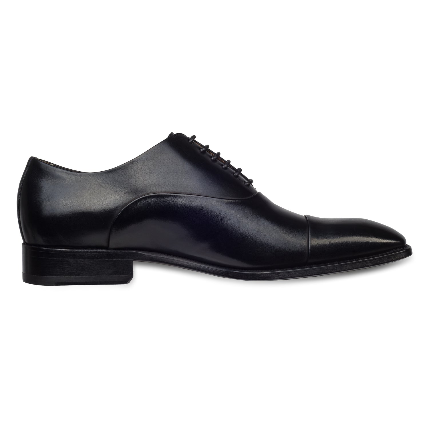 BRECOS Anzugschuhe | Captoe Oxford schwarz, Kalbsleder. Ansicht Innenseite