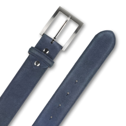 Velours Leder Gürtel blau 3,8 cm breit