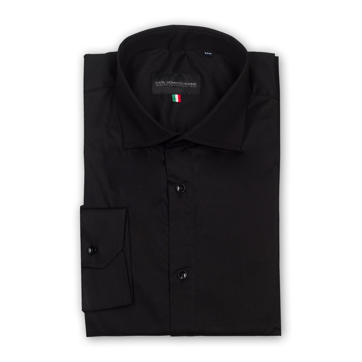 Karl Mommoo - Italienisches Herren-Hemd, schwarz, Baumwolle mit Elasthan, Modern Fit.