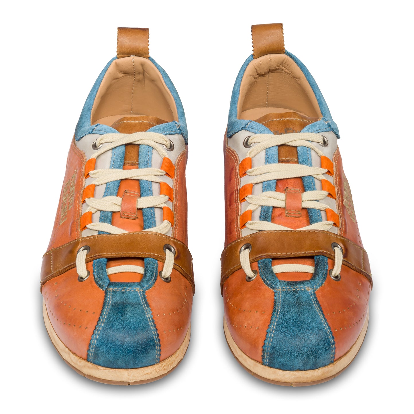 KAMO-GUTSU Herren Sneaker, orange/hellblau, Retro-Style, TIFO-017, paarweise Ansicht von vorne