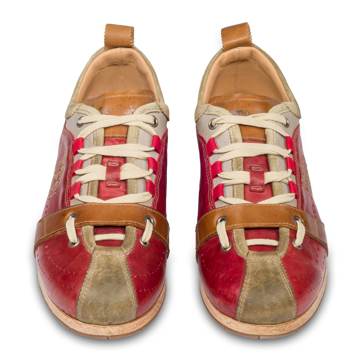 KAMO-GUTSU Herren Sneaker, rot/beige Retro-Optik, TIFO-017, paarweise Ansicht von vorne